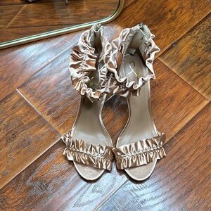 Sam‎ Edelman Pink Satin Ruffle Heels Size 9.5
